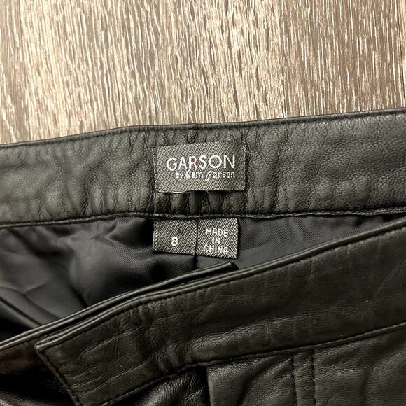 REM Garson Black Leather Biker Pants Bootcut Low Rise Size 8 Moto - Picture 10 of 16